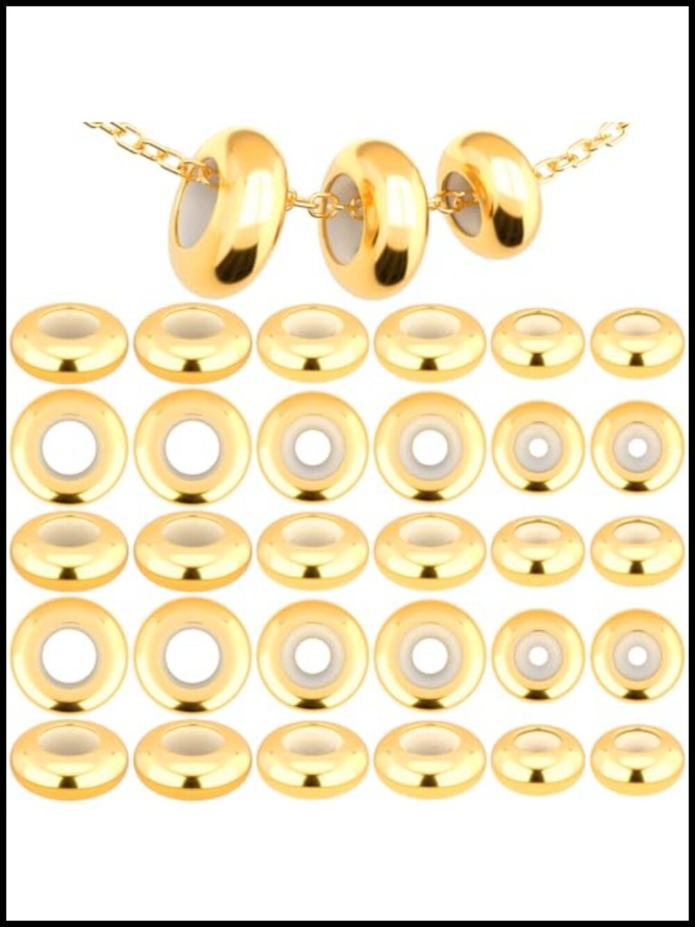 30pcs Stopper Beads with Rubber Inside for DIY Charm Bracelets